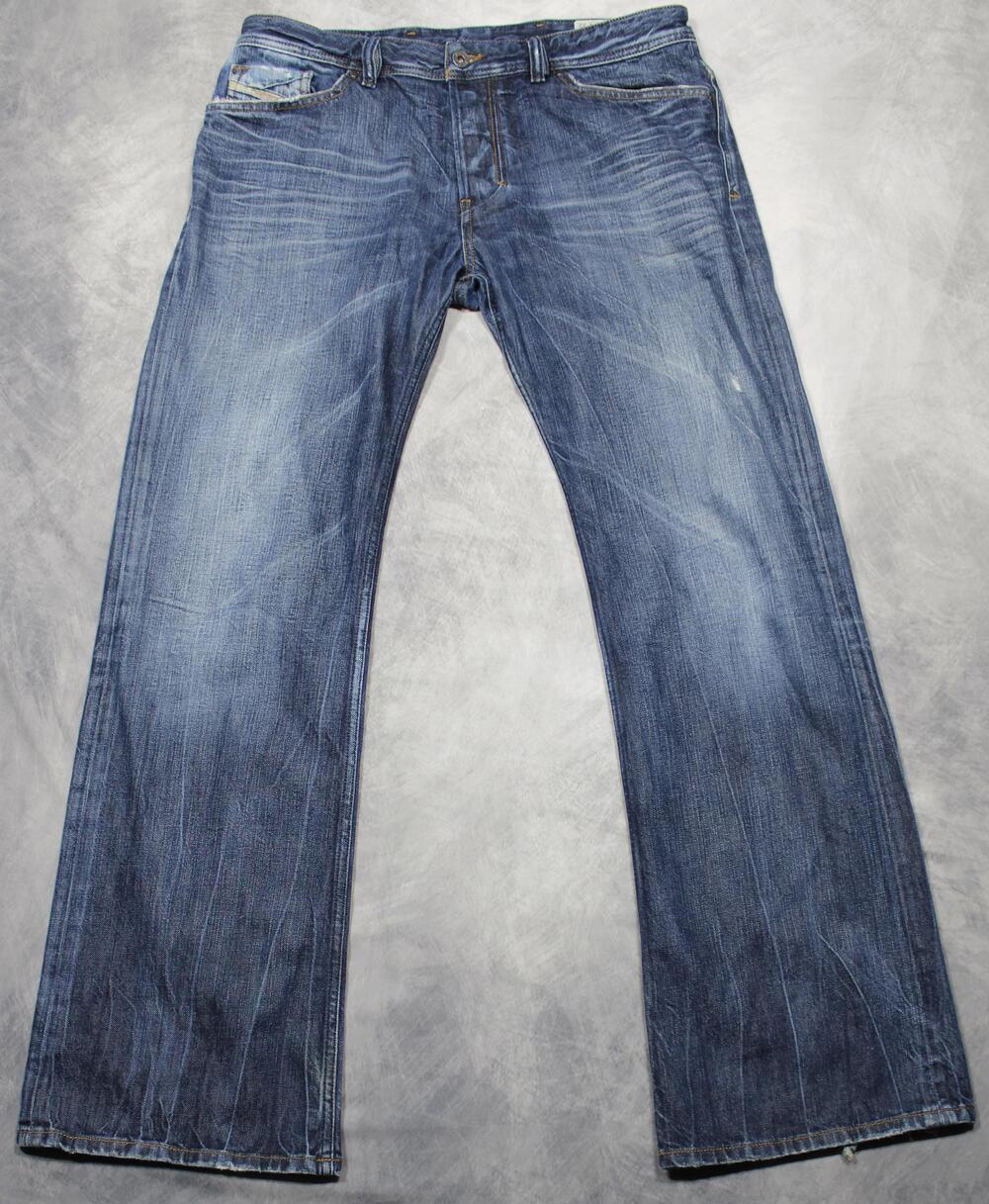 Diesel ZAGHOR Jeans Mens 34x32 (34x34) Blue Relaxed Bootcut Made In Italy